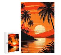 Rompecabezas para Adultos 1000 PCS Tropical Sunset with Palm Trees Juego De Rompecabezas para Ejercitar La Mente Corte De Precisión Interacción Entre Padres E Hijos 1000 PCS