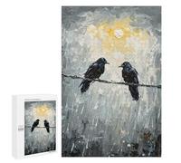 Rompecabezas para Adultos 1000 PCS Two Ravens on A Wire Painting Rompecabezas para Adultos Juegos Divertidos Decoración Desafiante De Completar 1000 PCS