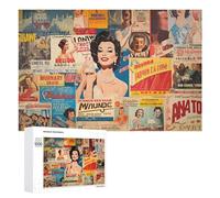 Rompecabezas para Adultos 1000 PCS Vintage Movie Posters Collage Rompecabezas para Adultos Juegos Divertidos Pero Regalos Divertidos Y Humorísticos para Amigos Y Familiares 1000 PCS