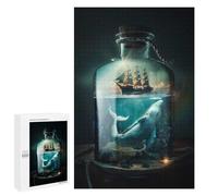 Rompecabezas para Adultos 1000 PCS Whale and Ship in A Bottle Rompecabezas para Adultos Juego Práctico Mejora La Memoria Regalos para Amigos Y Familiares 1000 PCS
