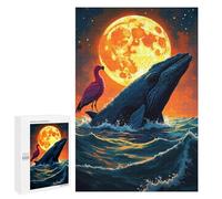 Rompecabezas para Adultos 1000 PCS Whale, Flamingo, and Moon Fantasy Art Rompecabezas para Adultos Juego Práctico Mejora La Memoria Regalos para Amigos Y Familiares 1000 PCS