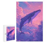 Rompecabezas para Adultos 1000 PCS Whale Flying on Sky Retro Rompecabezas para Adultos Juegos Relajantes Mejora La Memoria Difícil Y Desafiante 1000 PCS