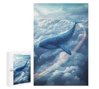 Rompecabezas para Adultos 1000 PCS Whale Flying Through Clouds with Rainbow Rompecabezas para Adultos Juegos Familiares Alivia El Estrés Regalo De Cumpleaños, Regalos, 1000 PCS