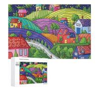 Rompecabezas para Adultos 1000 PCS Whimsical Village Night Scene Wall Mural Rompecabezas para Adultos Juego De Ingenio Decoración Perfecta Cumpleaños Y Navidad 1000 PCS