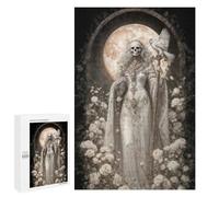 Rompecabezas para Adultos 1000 PCS White Santa Muerte with Owl and Roses Rompecabezas para Adultos Juegos Relajantes Mejora La Memoria Difícil Y Desafiante 1000 PCS