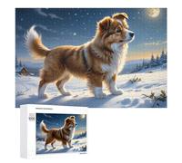 Rompecabezas para Adultos 1000 PCS Winter Night Dog Scene Rompecabezas para Adultos Juego De Ingenio Decoración Perfecta Cumpleaños Y Navidad 1000 PCS