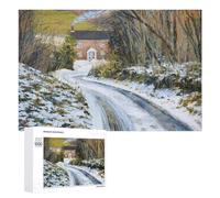 Rompecabezas para Adultos 1000 PCS Winter Road to The Cottage Rompecabezas para Adultos Juego De Ingenio Decoración Perfecta Cumpleaños Y Navidad 1000 PCS