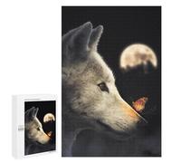 Rompecabezas para Adultos 1000 PCS Wolf and Glowing Butterfly Rompecabezas para Adultos Juegos Familiares Corte De Precisión Cumpleaños Y Navidad 1000 PCS