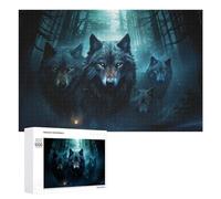 Rompecabezas para Adultos 1000 PCS Wolf Pack in Moonlit Forest Rompecabezas para Adultos Juegos Divertidos Pero Regalos Divertidos Y Humorísticos para Amigos Y Familiares 1000 PCS