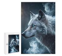 Rompecabezas para Adultos 1000 PCS Wolf with Blue Eyes and Smoke Rompecabezas para Adultos Juguetes Antiestrés Mejora La Memoria Regalo De Cumpleaños, Regalos, 1000 PCS