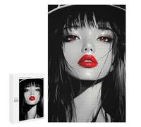 Rompecabezas para Adultos 1000 PCS Woman with Red Lips Juego De Rompecabezas para Ejercitar La Mente Corte De Precisión Interacción Entre Padres E Hijos 1000 PCS
