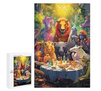 Rompecabezas para Adultos 1000 PCS Zoo Animals' Dinner Party Rompecabezas para Adultos Juegos Divertidos Pero Regalos Divertidos Y Humorísticos para Amigos Y Familiares 1000 PCS