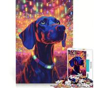 Rompecabezas para Adultos 1000 Perro de la Vida Nocturna Juego de ingenio interacción Entre Padres e Hijos fortalece el Amor Entre Parejas 38x26cm