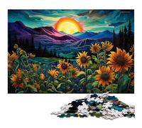 Rompecabezas para Adultos 1000 Personas en el Valle de los Girasoles de Noche Rompecabezas de Madera para Adultos y niños Juguete Educativo de Aprendizaje 1000 Piezas (75 x 50 cm)