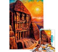 Rompecabezas para Adultos 1000 Petra Treasury Sunset para Juegos educativos Juguetes educativos Juegos de Amigo Invisible Regalos para Mujeres (tamaño 38x26cm)