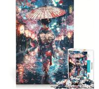 Rompecabezas para Adultos 1000 Piezas A través de la Lluvia Ella florece decoración de Pared decoración artística para el hogar con Piezas de Formas aleatorias Que encajan Perfectamente 50x75cm