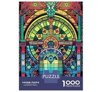 Rompecabezas para Adultos 1000 Piezas Abstract Stained Glass Window Rompecabezas Juguete Decoración De Pared Vacaciones En Casa Matar El Tiempo Juego Desafiante Regalos 38x26cm/1000pcs