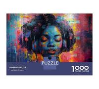 Rompecabezas para Adultos 1000 Piezas Abstract Woman Listening to Music Painting Rompecabezas para Adultos Juegos Divertidos Desafío Difícil Diversión En Casa Actividades, 70x50cm/1000pcs