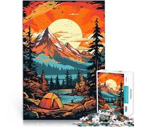 Rompecabezas para Adultos 1000 Piezas Acampada en la montaña al Atardecer Juego de Preguntas Juego Educativo para cumpleaños y Navidad. 75x50cm
