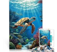 Rompecabezas para Adultos 1000 Piezas Acuario de Tortugas Marinas Juegos Divertidos para la Familia Regalos de Amigo Secreto 38x26cm