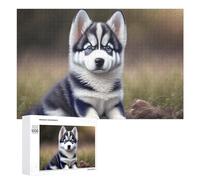 Rompecabezas para adultos, 1000 piezas, adorable cachorro husky siberiano para adultos, juegos divertidos, decoración perfecta desafiante para completar 1000 piezas