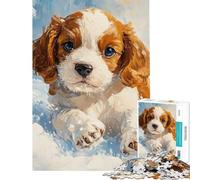 Rompecabezas para Adultos 1000 Piezas adorables Cachorros Cavalier King Charles Spaniel Rompecabezas antiestrés Juguetes una Obra de Arte Regalos para Amigos y Familiares (tamaño 50x75cm)