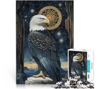 Rompecabezas para Adultos 1000 Piezas Águila de Color fantasía Juegos Divertidos para la Familia con póster a Juego y Hoja de Trivia 38x26cm