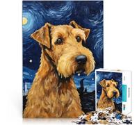 Rompecabezas para Adultos 1000 Piezas Airedale Terrier Noche Juguete de desafío de Juego Educativo Gran Regalo para Juegos 38x26cm