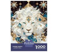 Rompecabezas para Adultos 1000 Piezas Albino Lion with Geometric Ornamentation Rompecabezas para Adultos Juegos Divertidos Decoración del Hogar Actividades Divertidas En Casa 70x50cm/1000pcs