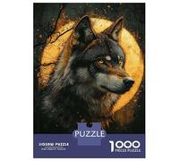 Rompecabezas para Adultos 1000 Piezas Alpha Wolf Under Full Moon Rompecabezas Juegos Relajantes Corte De Precisión Cumpleaños Y Navidad 52x38cm/1000pcs