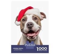 Rompecabezas Para Adultos 1000 Piezas American Staffordshire Terrier Dog with Santa Hat Portrait Rompecabezas Para Adultos Juegos Relajantes Regalos Para Mujeres Juegos Desafiantes Regalos 70x50cm/100
