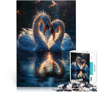 Rompecabezas para Adultos 1000 Piezas Amor de Cisne al Atardecer Juguetes de Entretenimiento Familiar Regalo de Obra de Arte 38x26cm