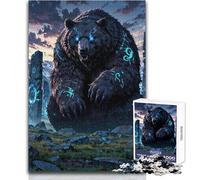 Rompecabezas para Adultos 1000 Piezas Ancient Rune Bear: Guardián de Las Piedras místicas Juego Educativo Familiar Aprendizaje Educativo Gran Regalo Tamaño 50x75cm