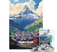 Rompecabezas para Adultos 1000 Piezas Andermatt Suiza Vista a la montaña Rompecabezas para Adultos Juguetes de Bricolaje desafío difícil Oferta como Regalo para Toda la Familia (tamaño 38x52cm)
