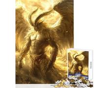 Rompecabezas para Adultos 1000 Piezas Ángel Dorado con Cuernos Juguetes DIY Regalo Divertido Juego Educativo Mejorar el Amor Entre Parejas Tamaño 50x75cm