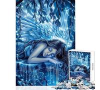 Rompecabezas para Adultos 1000 Piezas ángeles durmientes de neón Azul Juego Imposible Regalo de cumpleaños decoración del hogar Juguetes Que ayudan a ejercitar el Cerebro (38x26cm)