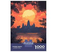 Rompecabezas para Adultos 1000 Piezas Angkor Wat Sunset Rompecabezas para Adultos Juegos Relajantes Que Mejoran La Memoria Regalos Y Cumpleaños Únicos 38x26cm/1000pcs