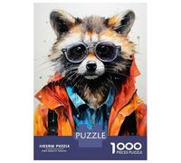 Rompecabezas para Adultos 1000 Piezas Animal Raccoon Rompecabezas Juegos Relajantes Corte De Precisión Cumpleaños Y Navidad 52x38cm/1000pcs