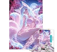 Rompecabezas para Adultos 1000 Piezas Anime Chica Zorro en un Entorno de Flor de Cerezo Difícil y Desafío Juguete de Carrera de Velocidad Manual Decoración de Pared para Mayores de 14 Años (50x75cm)