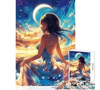 Rompecabezas para Adultos 1000 Piezas Anime Girl by The Sea Juguetes antiestrés Regalos para Mujeres Hombres Juego Imposible Actividades Divertidas en casa Tamaño 50x75cm