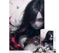 Rompecabezas para Adultos 1000 Piezas Anime Girl con Salpicaduras Rojas Juguete Educativo Regalo para cumpleaños Juegos educativos Entrena tu Cerebro y Tus Manos Tamaño 38x52cm