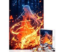 Rompecabezas para Adultos 1000 Piezas Anime Girl in Fire Juguetes antiestrés Regalos de cumpleaños Juegos educativos Descompresión Intelectual Tamaño 50x75cm