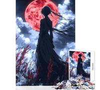 Rompecabezas para Adultos 1000 Piezas Anime Girl Under Blood Moon Juguete Educativo Gran Regalo para Juegos Juego Educativo Entrena tu Cerebro y Tus Manos tamaño 50x75cm
