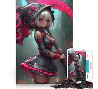 Rompecabezas para Adultos 1000 Piezas Anime Girl with Guadaña Gaming Exact Cut Art Focus Fun Game Relax Time Game Christmas Wall Decor (38x26cm)