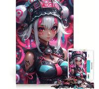 Rompecabezas para Adultos 1000 Piezas Anime Girl with Red Eyes Gaming Exact Cut Art Focus Fun Game Relax Time Game Christmas Wall Decor (50x75cm)