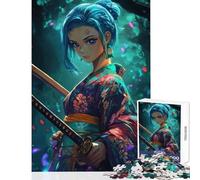 Rompecabezas para Adultos 1000 Piezas Anime Samurai Girl Juguete Educativo Gran Regalo para Juegos Juegos de relajación con póster a Juego y Hoja de Trivia tamaño 50x75cm