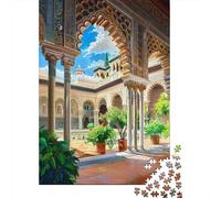 Rompecabezas para Adultos 1000 Piezas Arabesque Courtyard Oasis -1 Rompecabezas Juegos Relajantes Corte De Precisión Cumpleaños Y Navidad 38x26cm/1000pcs
