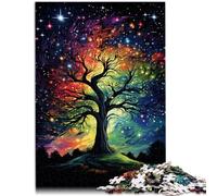 Rompecabezas para adultos 1000 piezas Árbol bajo un cielo estrellado juego estimulante interacción padre-hijo 19.7 pulgadas x 29.5 pulgadas para adolescentes edad 14 años y mayores