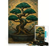 Rompecabezas para Adultos,1000 Piezas,árbol bonsái,Estilo vidriera,Arte,Corte preciso,Juguete de construcción,Tiempo de Ocio,Juego artístico de cumpleaños 38x26cm