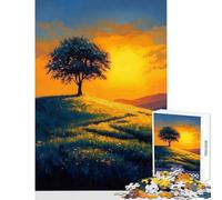 Rompecabezas para Adultos 1000 Piezas Árbol Solitario al Atardecer Juguetes antiestrés Ideas de Regalos Juego práctico Mejorar el Amor Entre Parejas tamaño 38x26cm